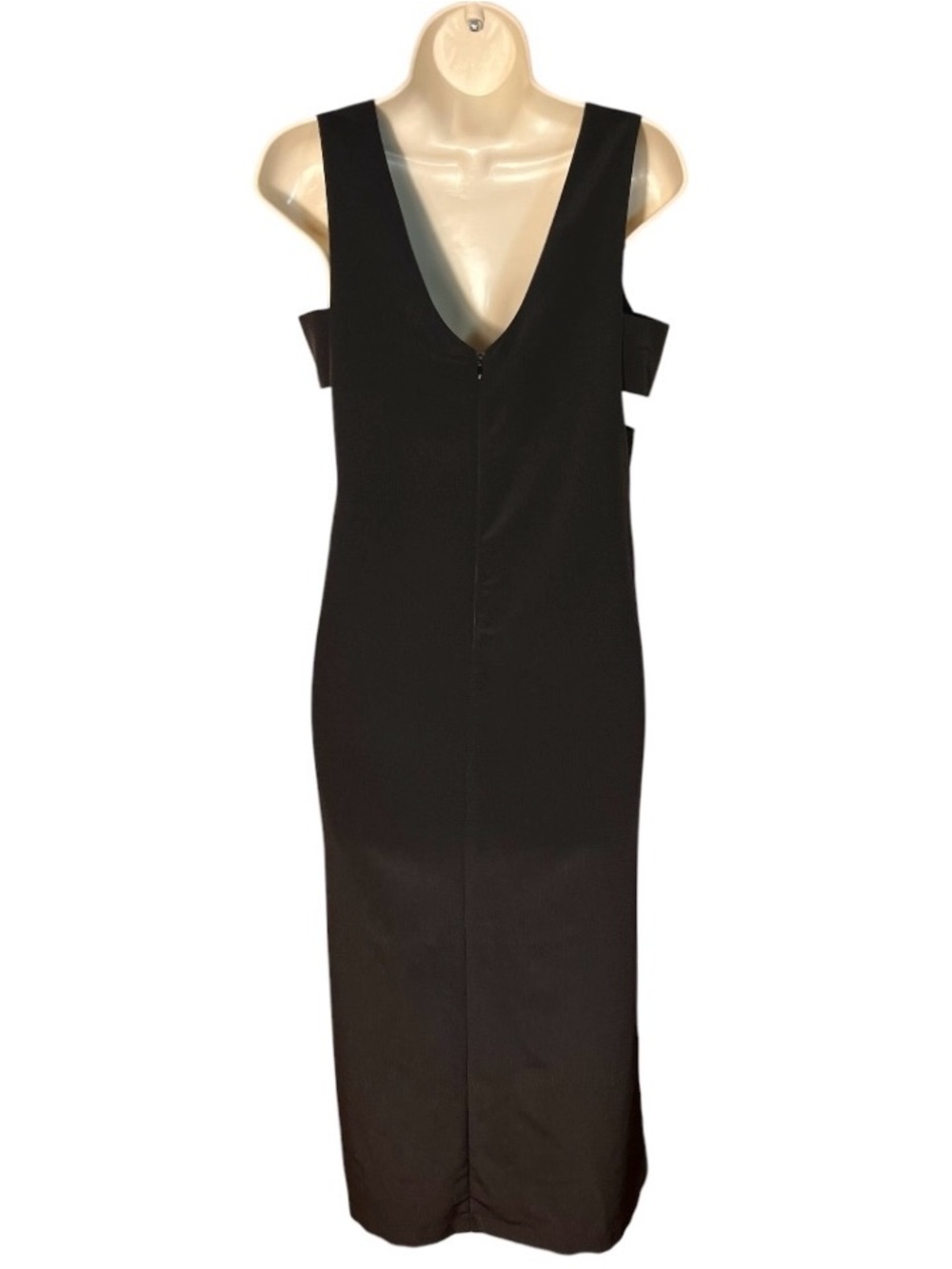 NWT Cutout Midi Dress LBD Minimalist Sheath Cocktail S Black Office Siren Corp - Picture 4 of 12